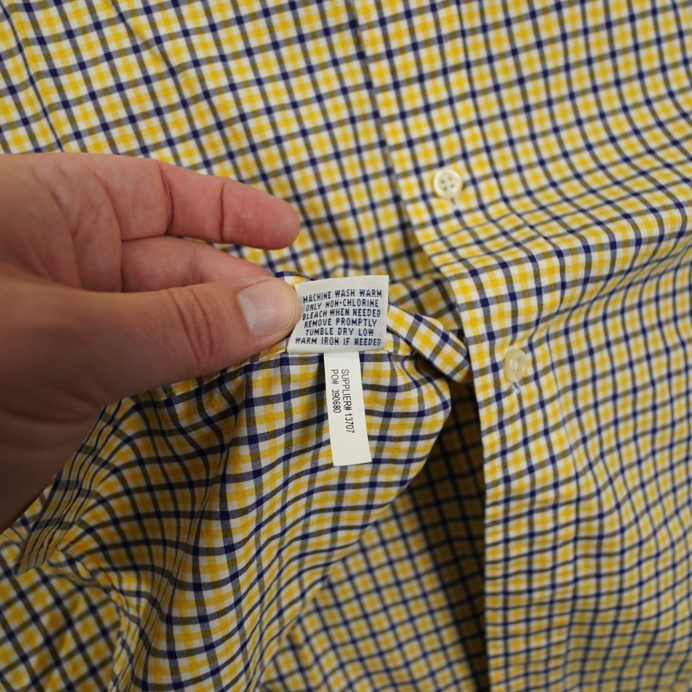 Ralph Lauren Button Up Shirt Men's XL Navy Blue Yellow Plaid Long Sleeve Preppy - Picture 8 of 8